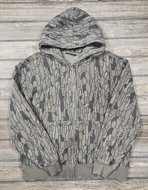 LCKR Hoodie Camo Treebark Full Zip Mens Sz LARGE Full Hunting Outdoor Grunge